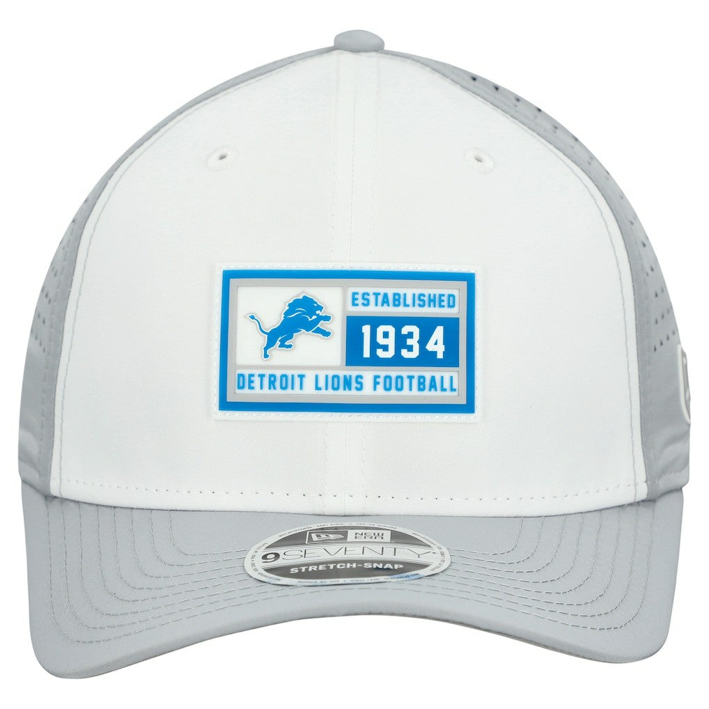 Detroit Lions New Era Established Patch 9SEVENTY Adjustable Hat White/Silver | NFL