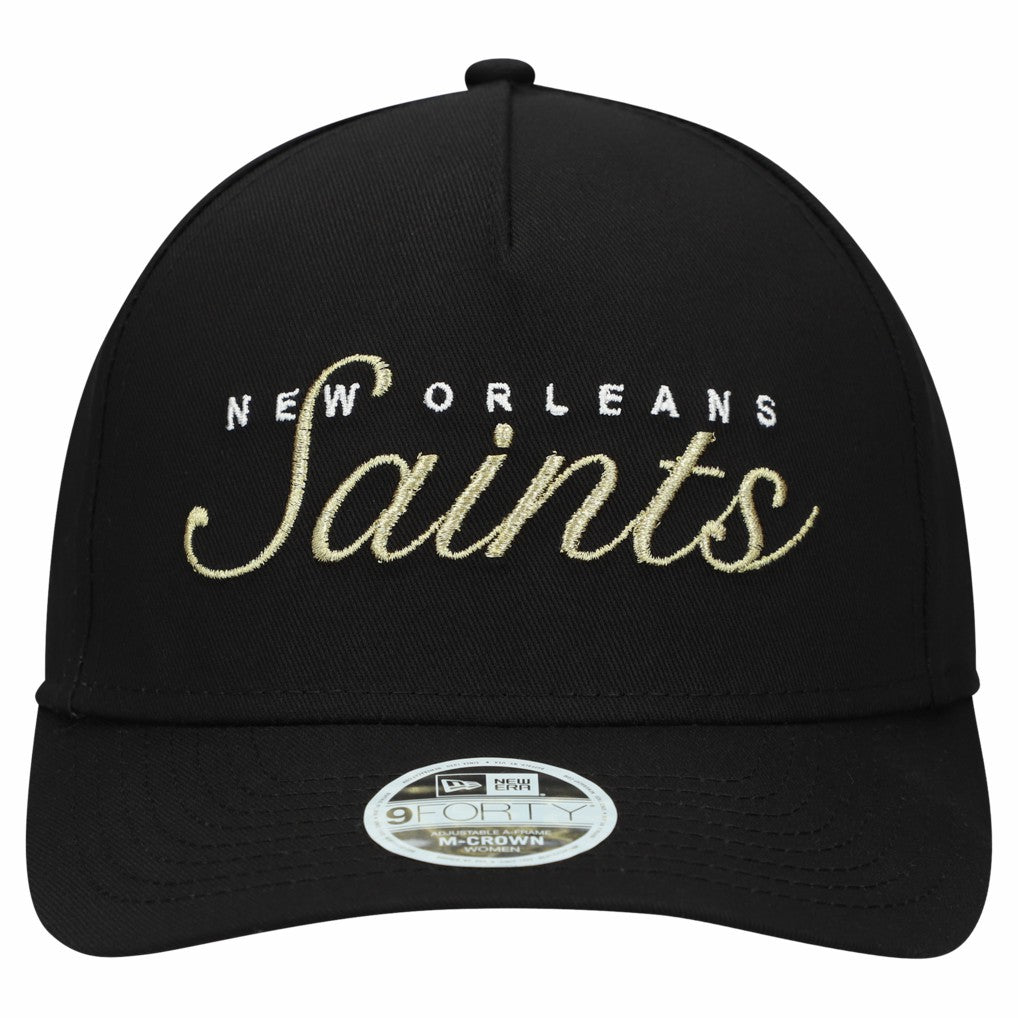 New Orleans Saints New Era Women's Metallic 9FORTY M-Crown A-Frame Adjustable Hat Black | NFL
