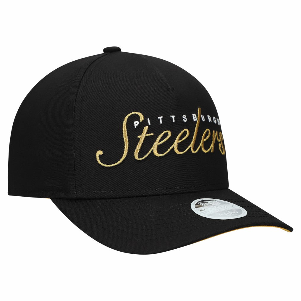 Pittsburgh Steelers New Era Women's Metallic 9FORTY M-Crown A-Frame Adjustable Hat Black | NFL