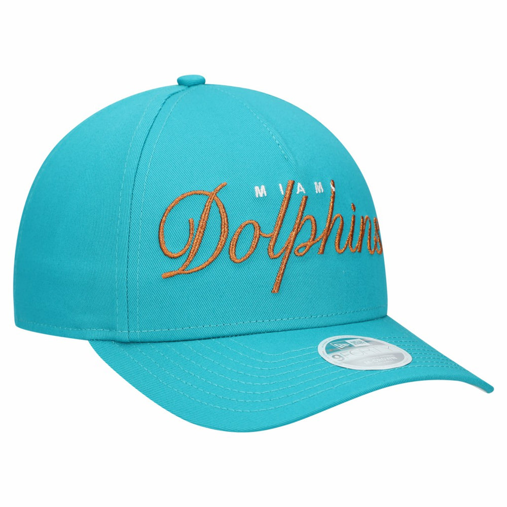 Miami Dolphins New Era Women's Metallic 9FORTY M-Crown A-Frame Adjustable Hat Aqua | NFL
