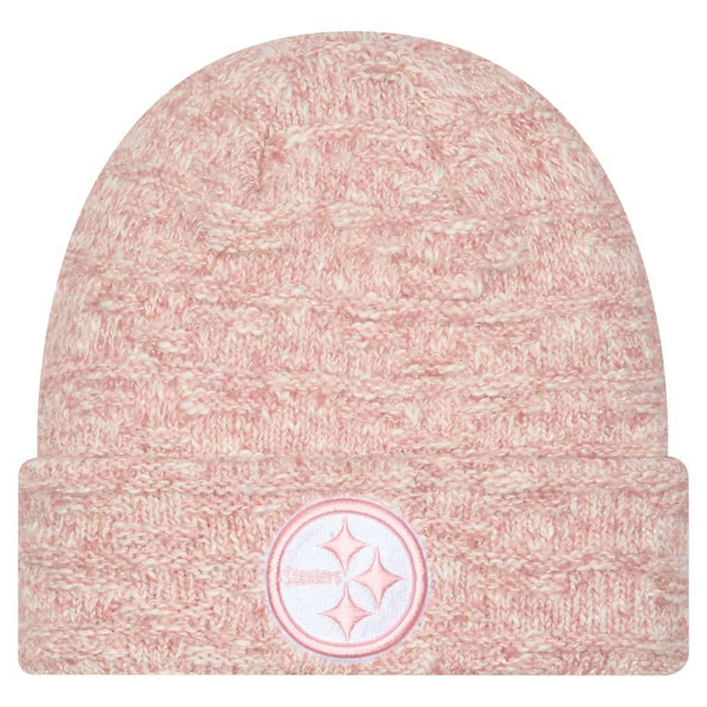 Pittsburgh Steelers New Era Women's Metallic Cuffed Knit Hat Pink | NFL