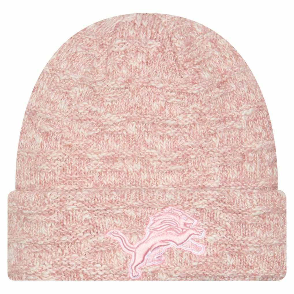 Detroit Lions New Era Women's Metallic Cuffed Knit Hat Pink | NFL