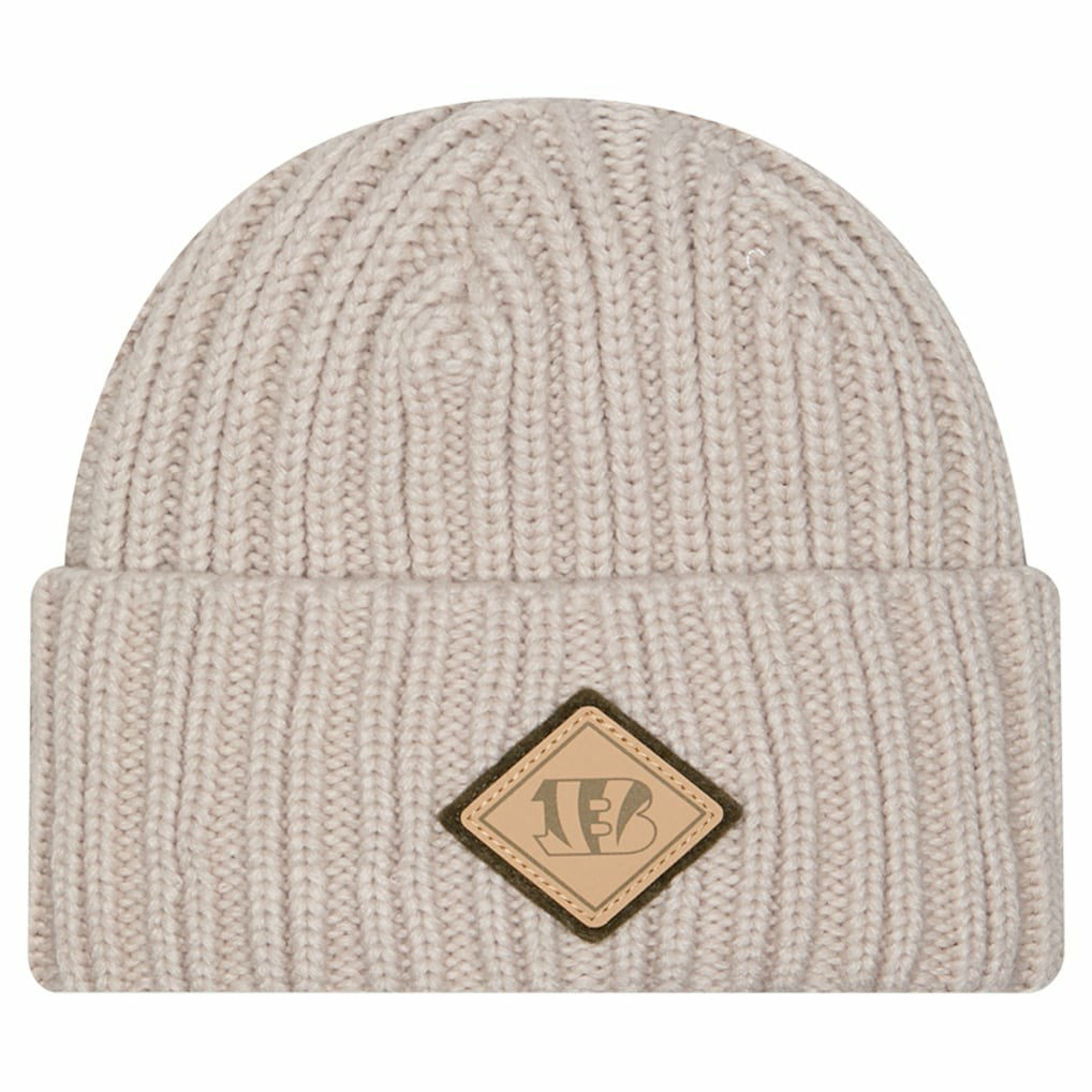 Cincinnati Bengals New Era Logo Applique Cuffed Knit Hat Light Beige | NFL