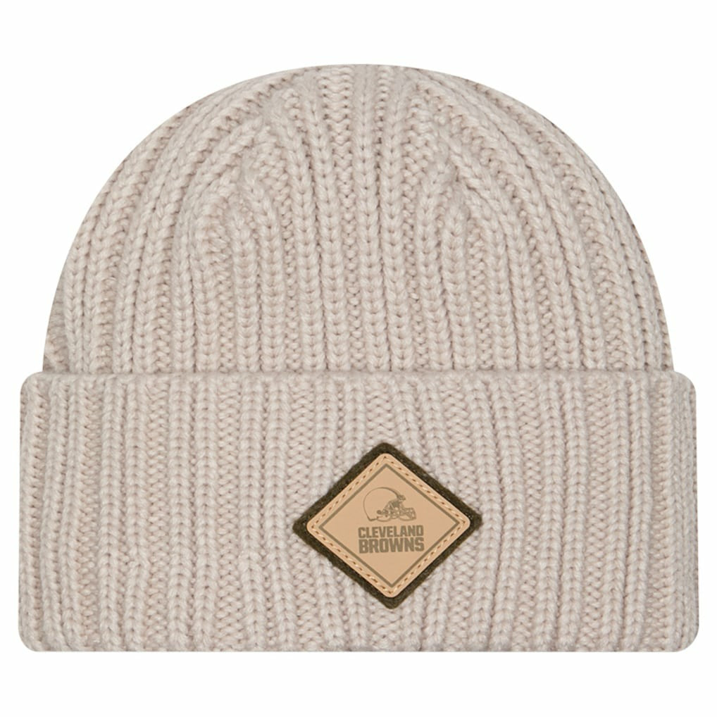Cleveland Browns New Era Logo Applique Cuffed Knit Hat Light Beige | NFL