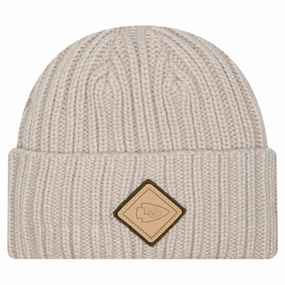 Kansas City Chiefs New Era Logo Applique Cuffed Knit Hat Light Beige | NFL
