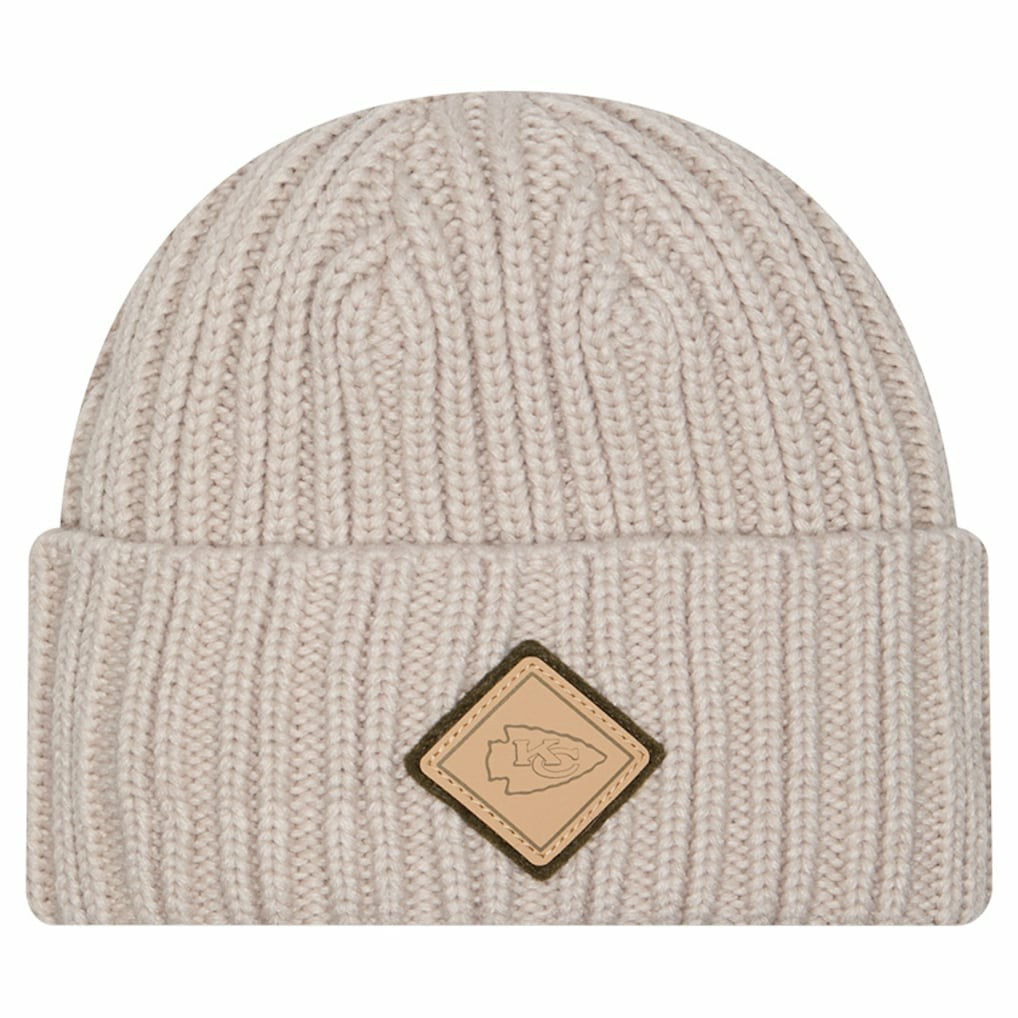 Kansas City Chiefs New Era Logo Applique Cuffed Knit Hat Light Beige | NFL