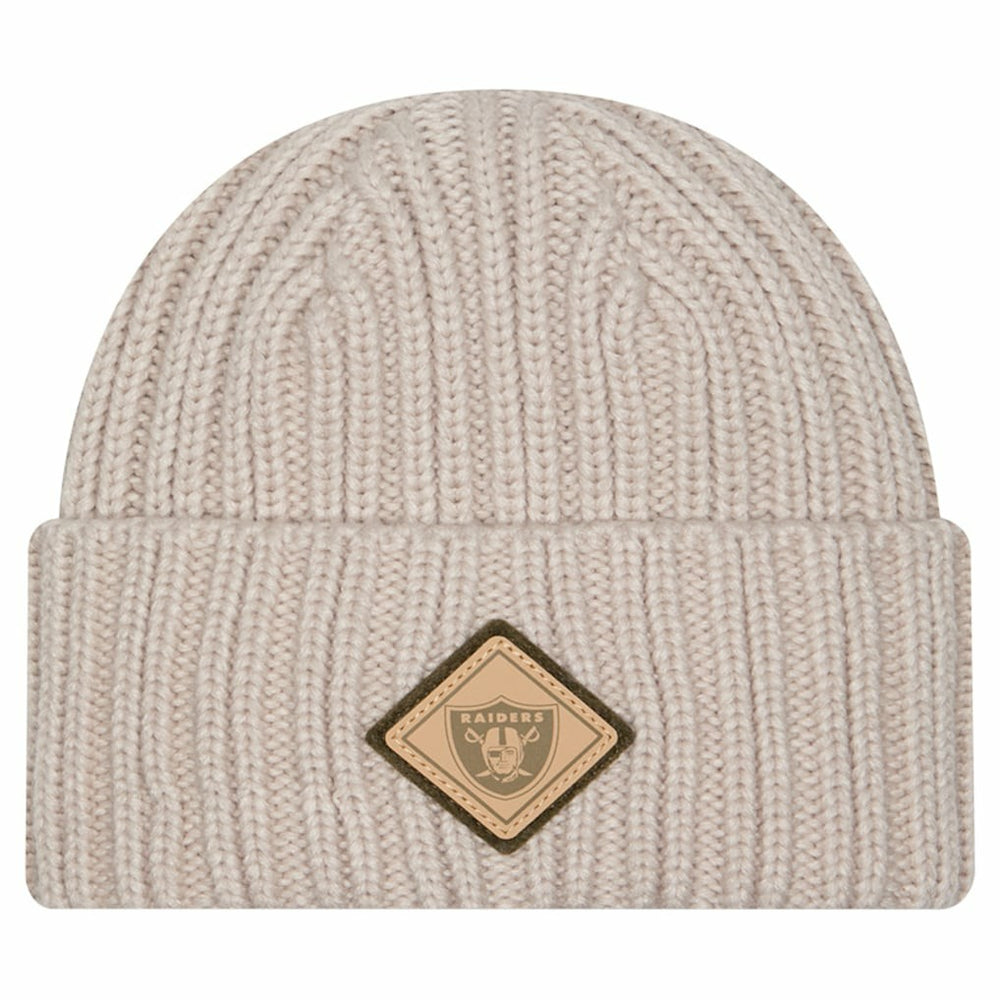 Las Vegas Raiders New Era Logo Applique Cuffed Knit Hat Light Beige | NFL