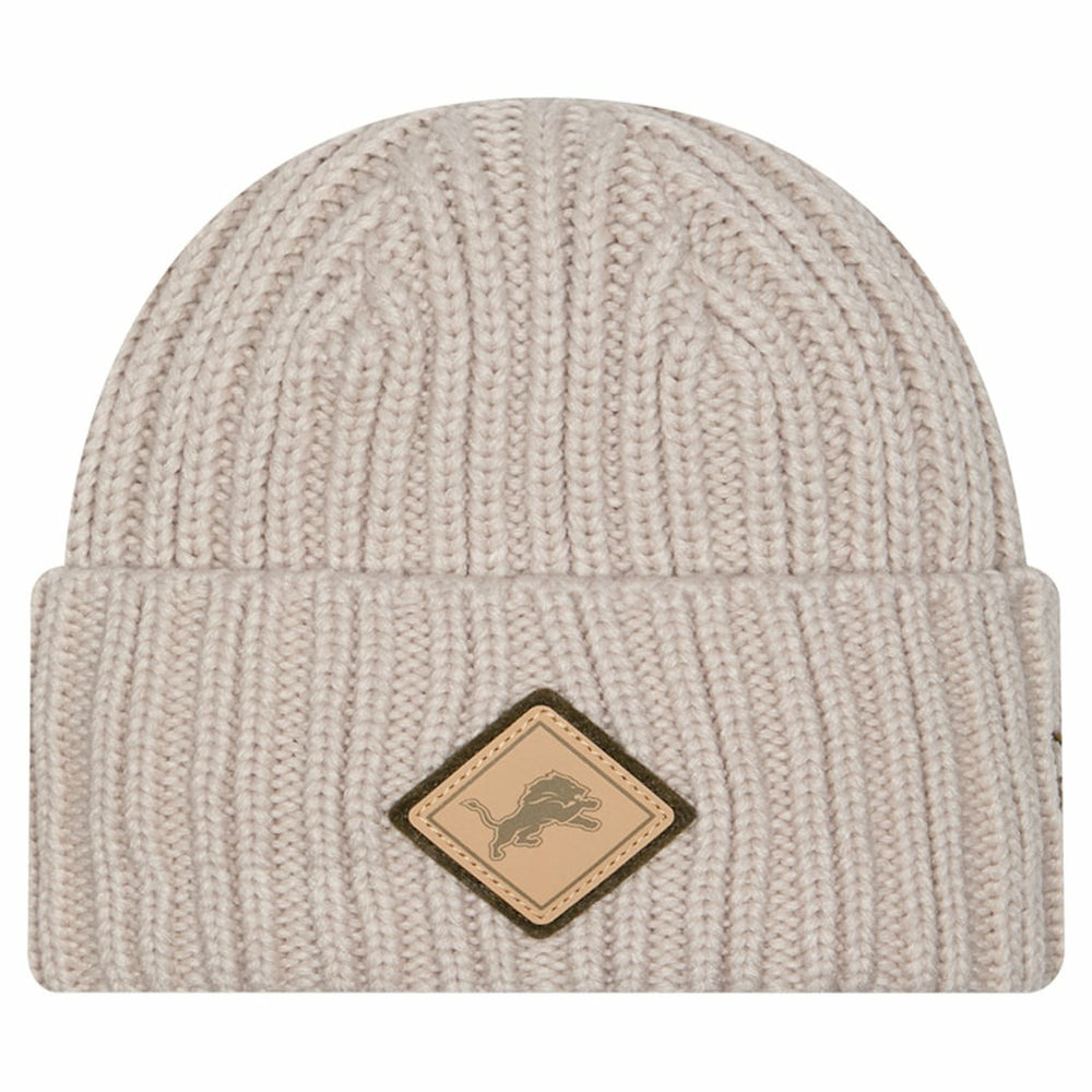 Detroit Lions New Era Logo Applique Cuffed Knit Hat Light Beige | NFL