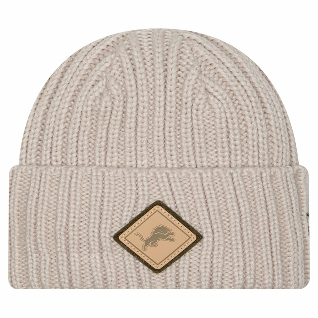 Detroit Lions New Era Logo Applique Cuffed Knit Hat Light Beige | NFL