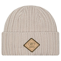 Green Bay Packers New Era Logo Applique Cuffed Knit Hat Light Beige | NFL