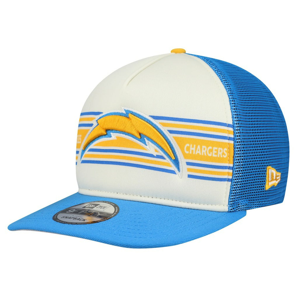 Los Angeles Chargers New Era Banner A-Frame 9FIFTY Snapback Hat Cream/Powder Blue | NFL