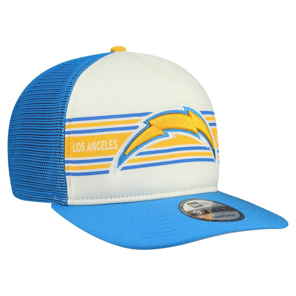 Los Angeles Chargers New Era Banner A-Frame 9FIFTY Snapback Hat Cream/Powder Blue | NFL