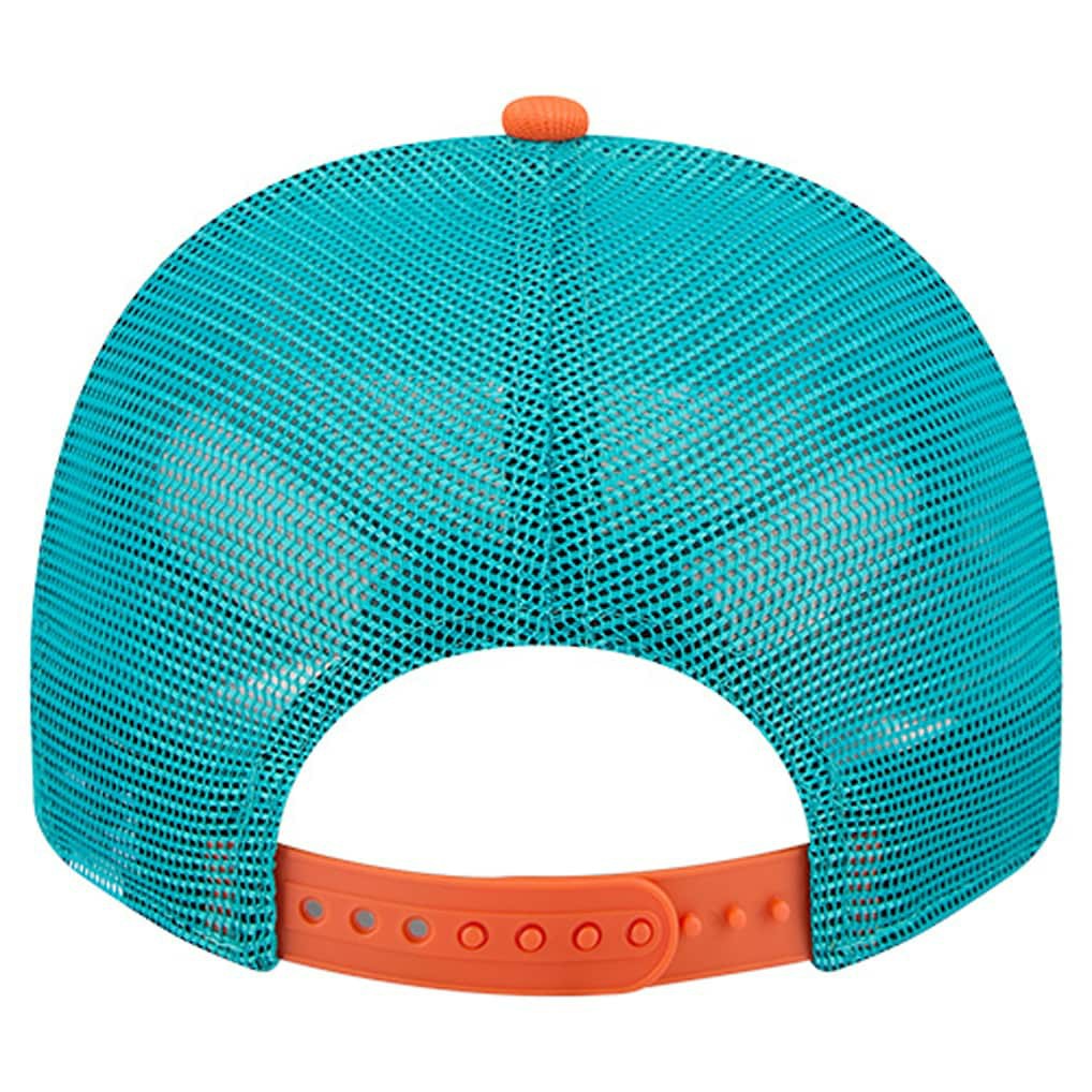 Miami Dolphins New Era Banner A-Frame 9FIFTY Trucker Snapback Hat Cream/Aqua | NFL