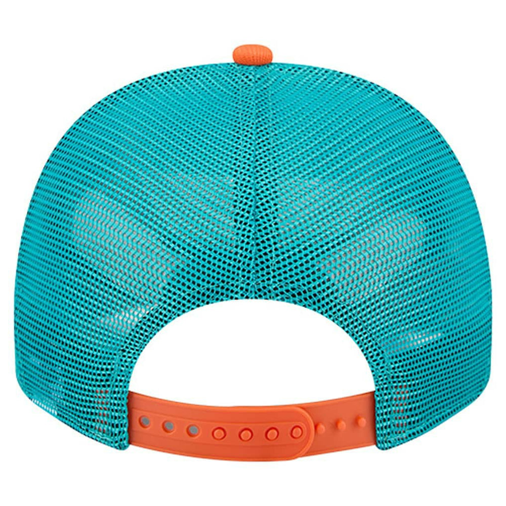 Miami Dolphins New Era Banner A-Frame 9FIFTY Trucker Snapback Hat Cream/Aqua | NFL
