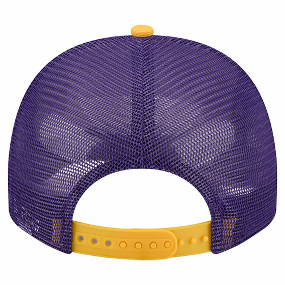 Minnesota Vikings New Era Banner A-Frame 9FIFTY Trucker Snapback Hat Cream/Purple | NFL