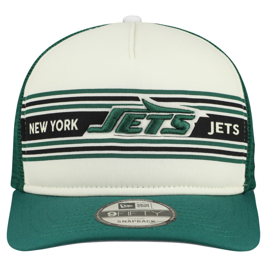 New York Jets New Era Banner A-Frame 9FIFTY Snapback Hat Cream/Green | NFL