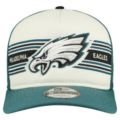 Philadelphia Eagles New Era Banner A-Frame 9FIFTY Snapback Hat Cream/Midnight Green | NFL
