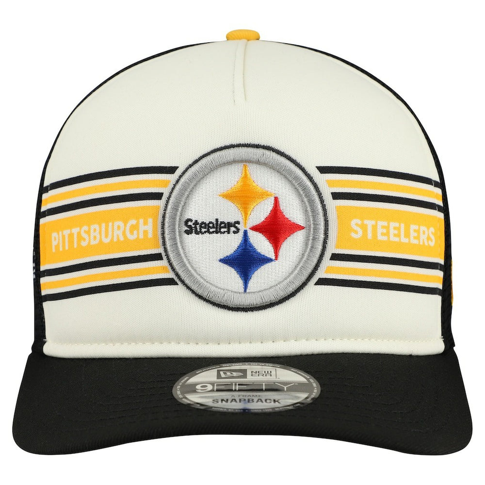 Pittsburgh Steelers New Era Banner A-Frame 9FIFTY Snapback Hat Cream/Black | NFL