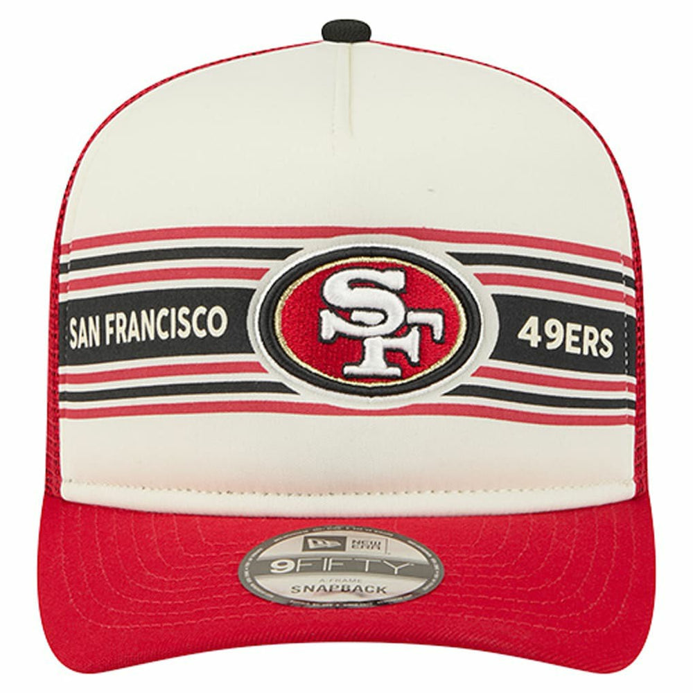 San Francisco 49ers New Era Banner A-Frame 9FIFTY Trucker Snapback Hat Cream/Scarlet | NFL