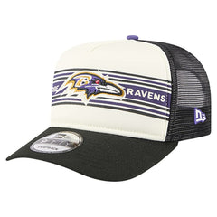 Baltimore Ravens New Era Banner A-Frame 9FIFTY Trucker Snapback Hat Cream/Black | NFL