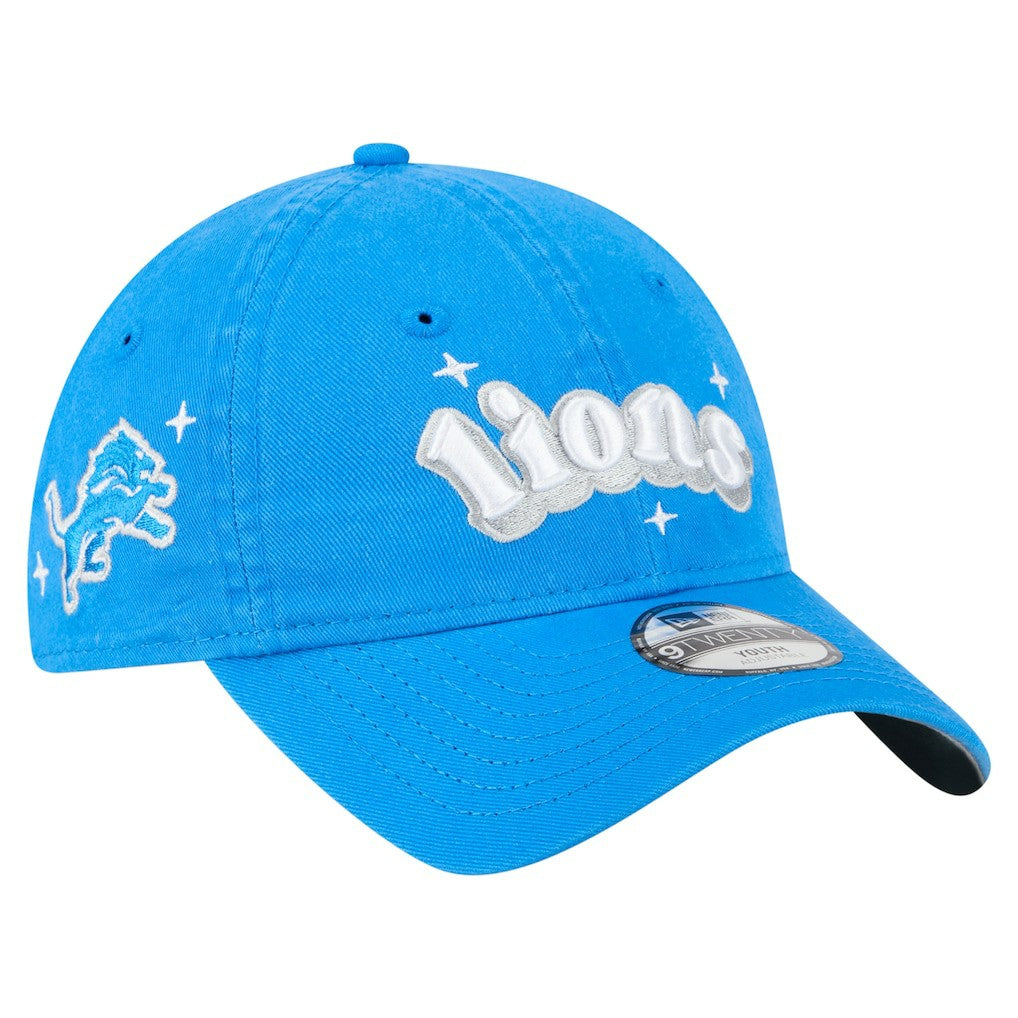 Detroit Lions New Era Girls Youth Cheer 9TWENTY Adjustable Hat Blue | NFL