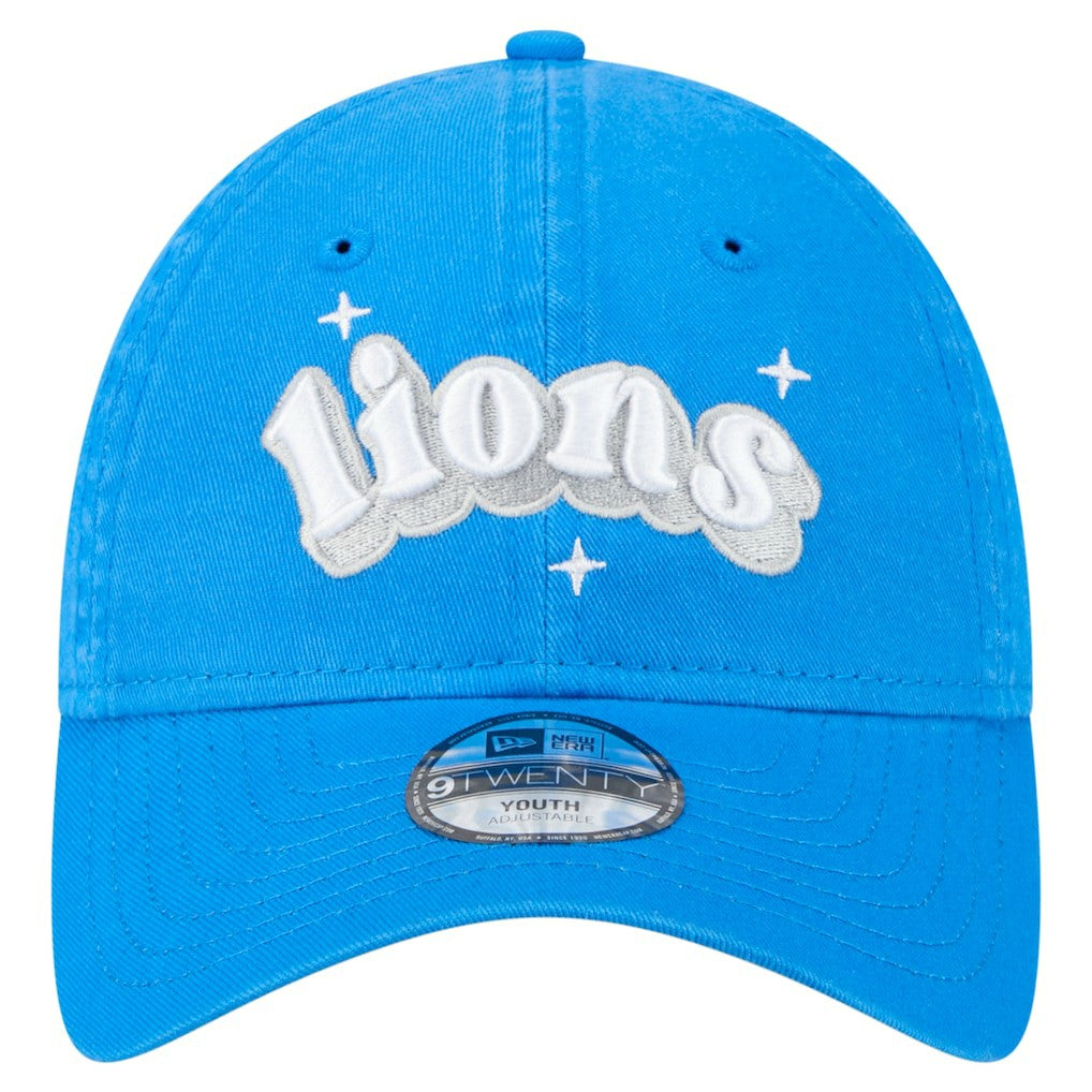 Detroit Lions New Era Girls Youth Cheer 9TWENTY Adjustable Hat Blue | NFL