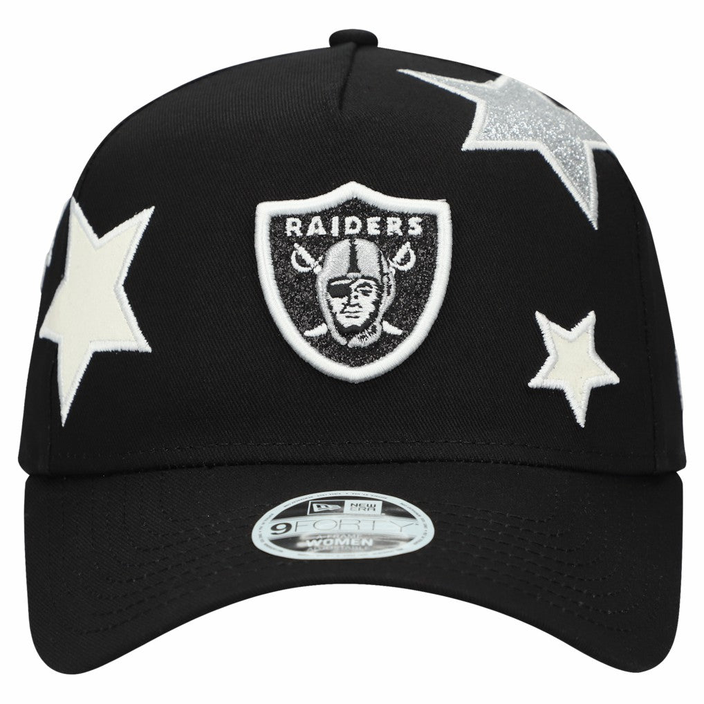 Las Vegas Raiders New Era Women's Stardom A-Frame 9FORTY Adjustable Hat Black | NFL