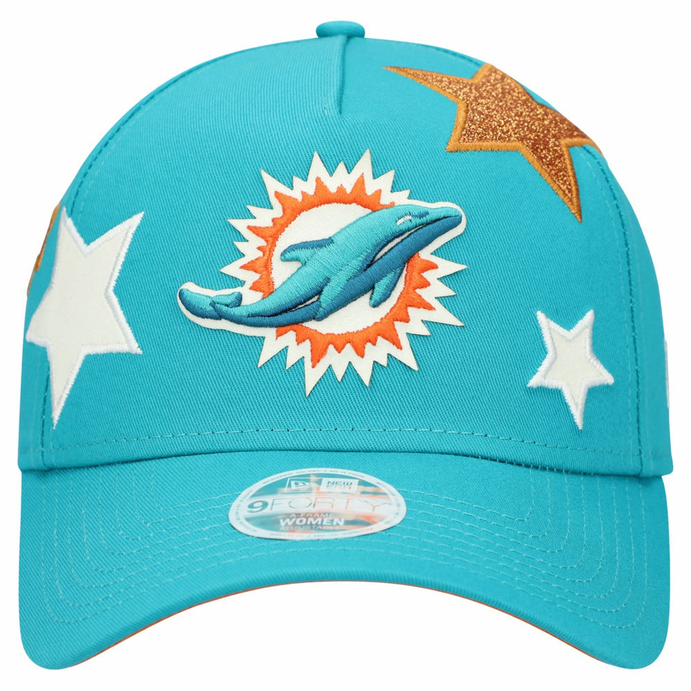 Miami Dolphins New Era Women's Stardom A-Frame 9FORTY Adjustable Hat Aqua | NFL