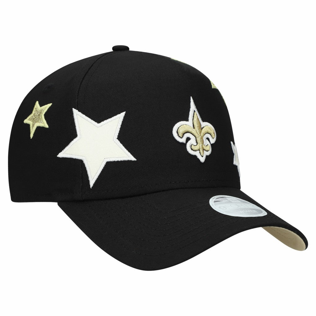 New Orleans Saints New Era Women's Stardom A-Frame 9FORTY Adjustable Hat Black | NFL