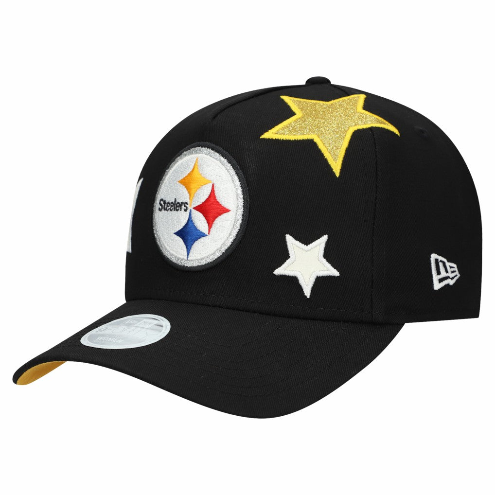 Pittsburgh Steelers New Era Women's Stardom A-Frame 9FORTY Adjustable Hat Black | NFL