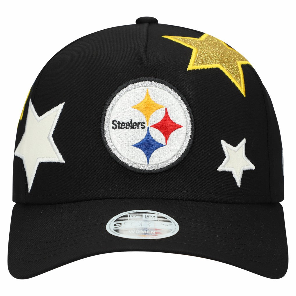 Pittsburgh Steelers New Era Women's Stardom A-Frame 9FORTY Adjustable Hat Black | NFL