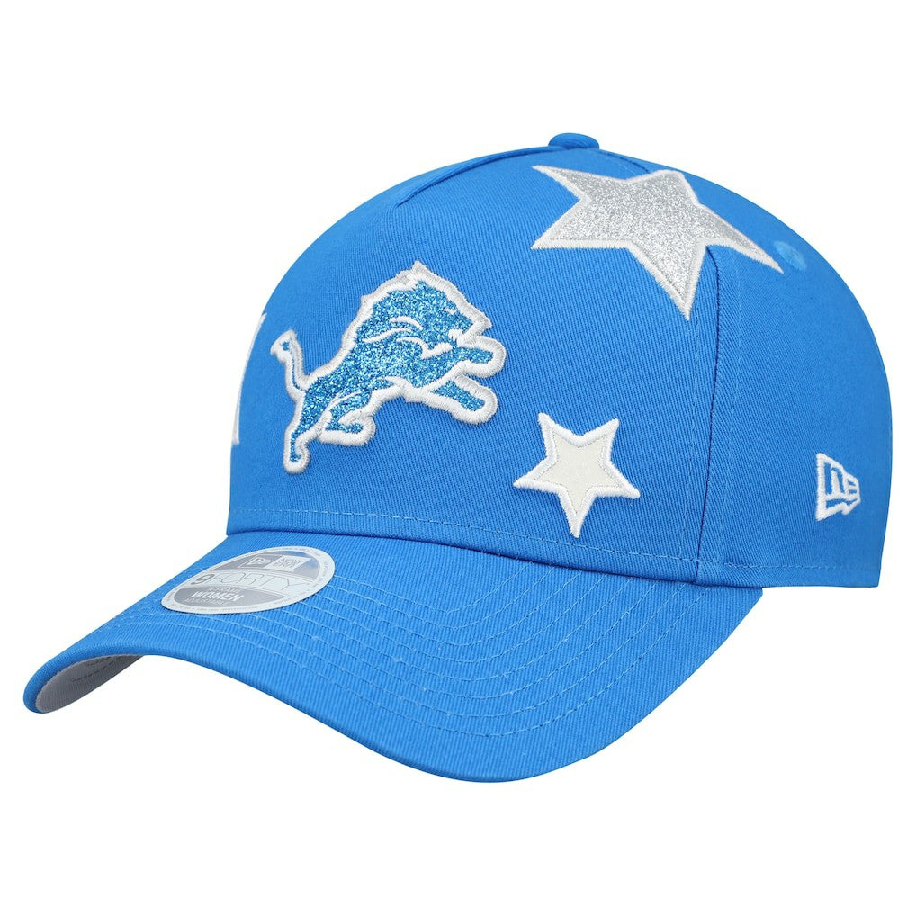 Detroit Lions New Era Women's Stardom A-Frame 9FORTY Adjustable Hat Blue | NFL