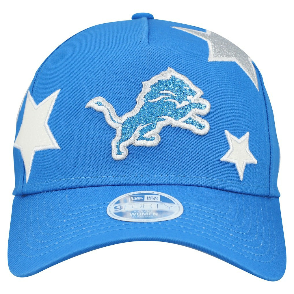 Detroit Lions New Era Women's Stardom A-Frame 9FORTY Adjustable Hat Blue | NFL