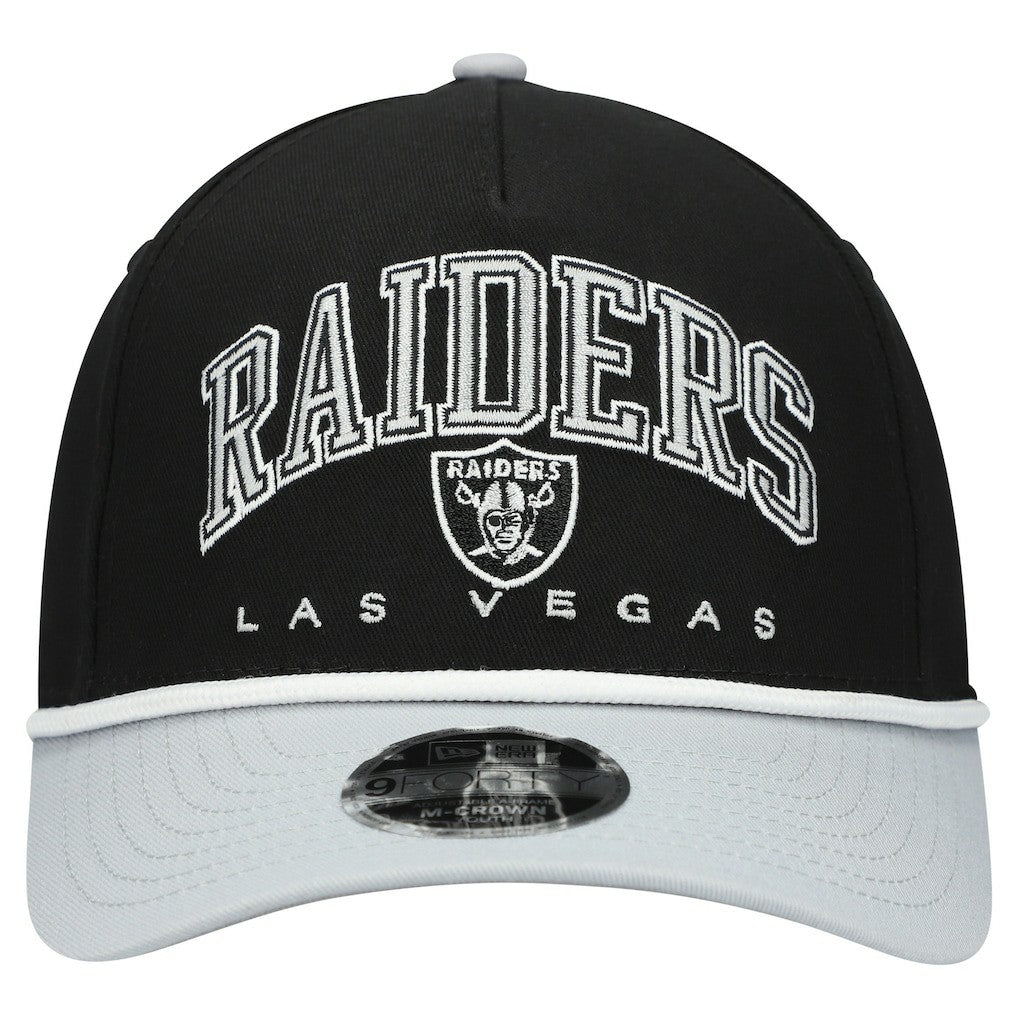 Las Vegas Raiders New Era Youth Arch COOLERA 9FORTY A-Frame Adjustable Hat Black/Silver | NFL