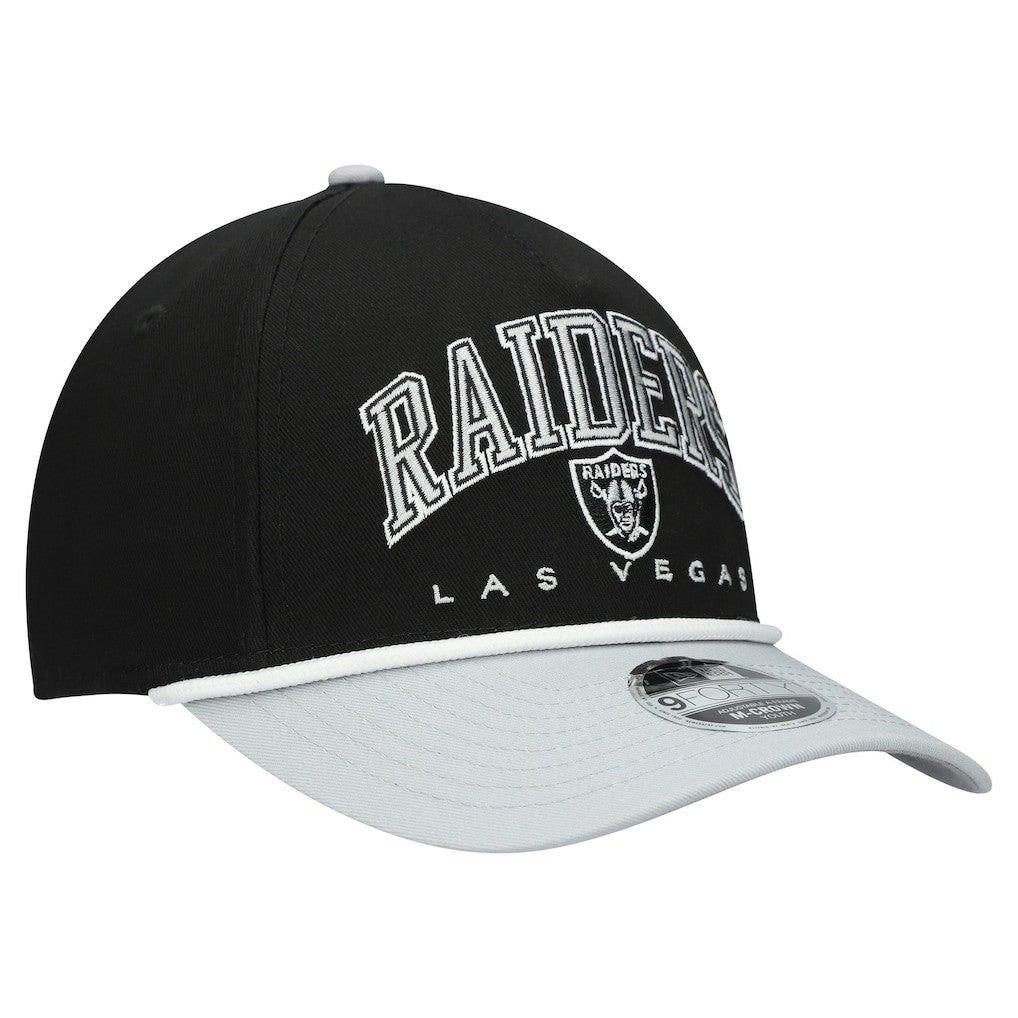 Las Vegas Raiders New Era Youth Arch COOLERA 9FORTY A-Frame Adjustable Hat Black/Silver | NFL
