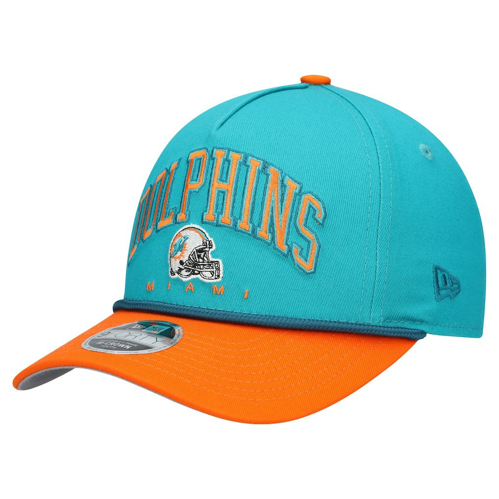 Miami Dolphins New Era Youth Arch COOLERA 9FORTY A-Frame Adjustable Hat Aqua/Orange | NFL