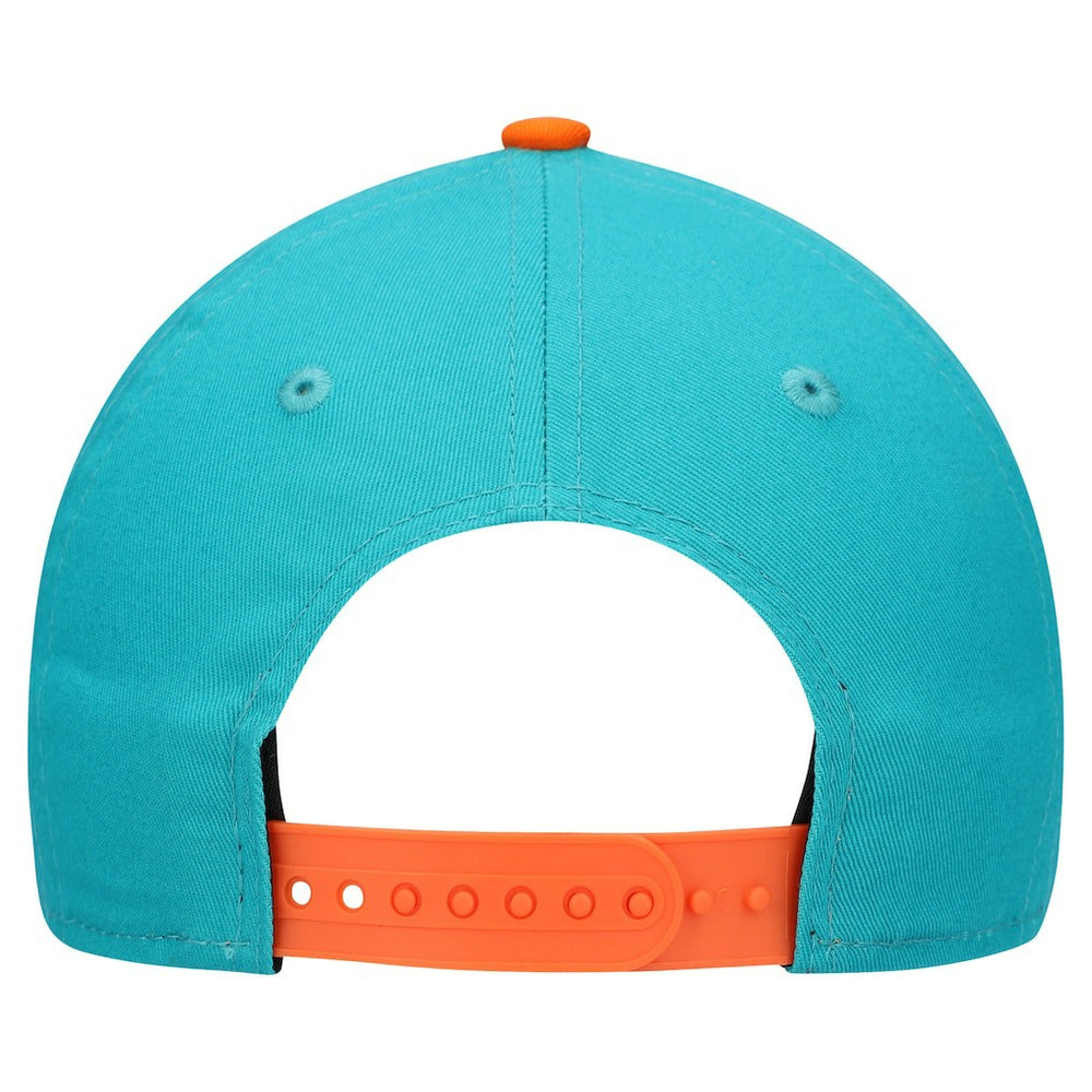 Miami Dolphins New Era Youth Arch COOLERA 9FORTY A-Frame Adjustable Hat Aqua/Orange | NFL