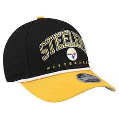 Pittsburgh Steelers New Era Youth Arch COOLERA 9FORTY A-Frame Adjustable Hat Black/Gold | NFL