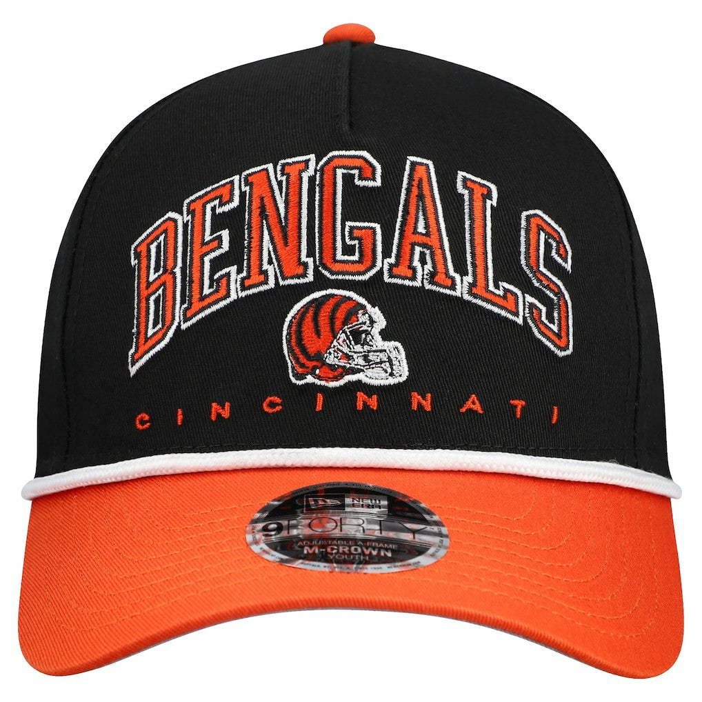 Cincinnati Bengals New Era Youth Arch COOLERA 9FORTY A-Frame Adjustable Hat Black/Orange | NFL