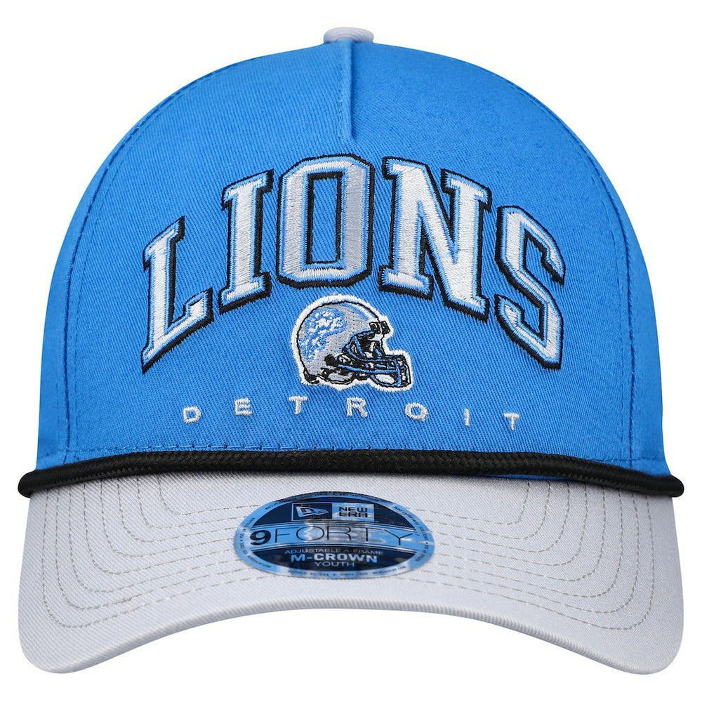 Detroit Lions New Era Youth Arch COOLERA 9FORTY A-Frame Adjustable Hat Blue/Gray | NFL