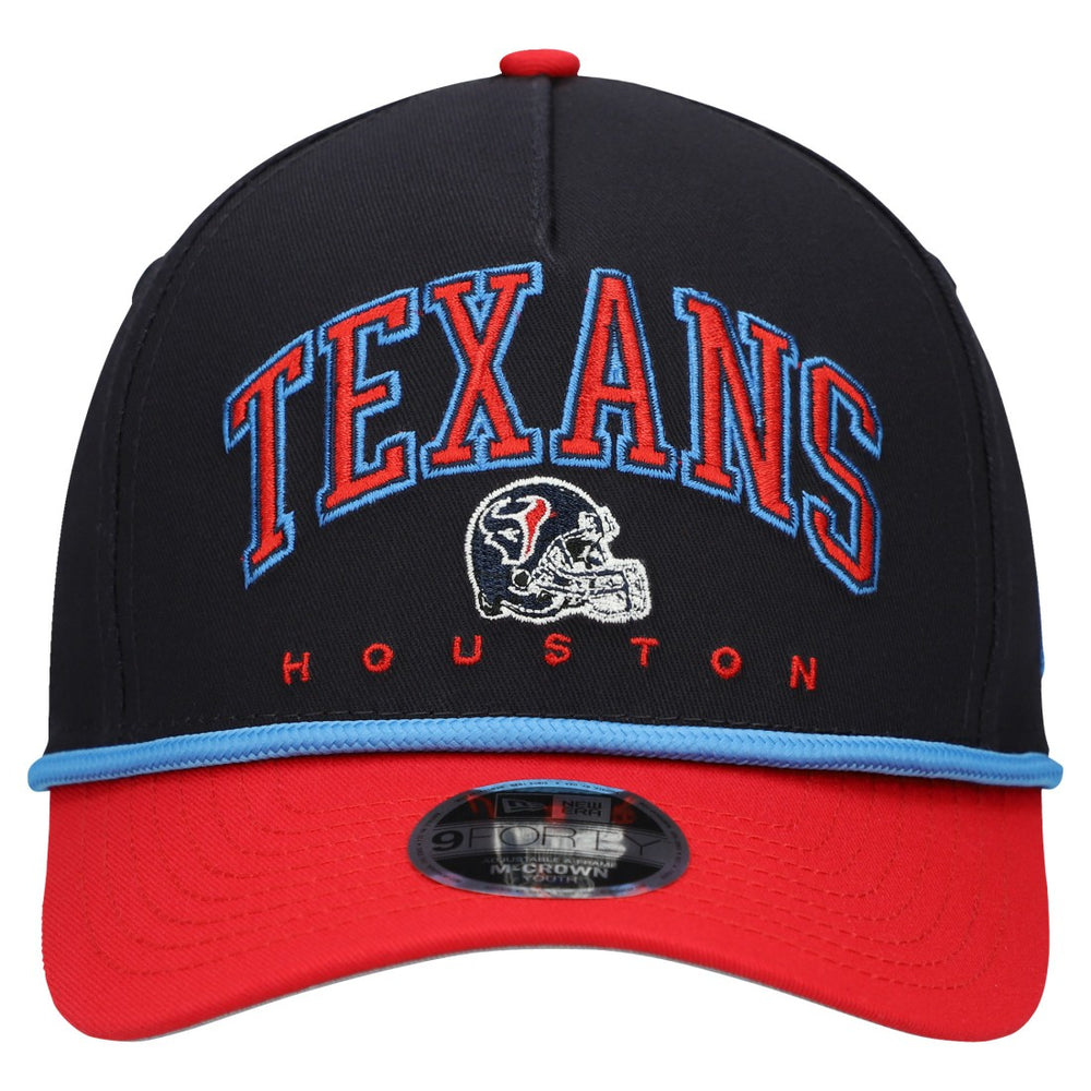 Houston Texans New Era Youth Arch COOLERA 9FORTY A-Frame Adjustable Hat Navy/Red | NFL