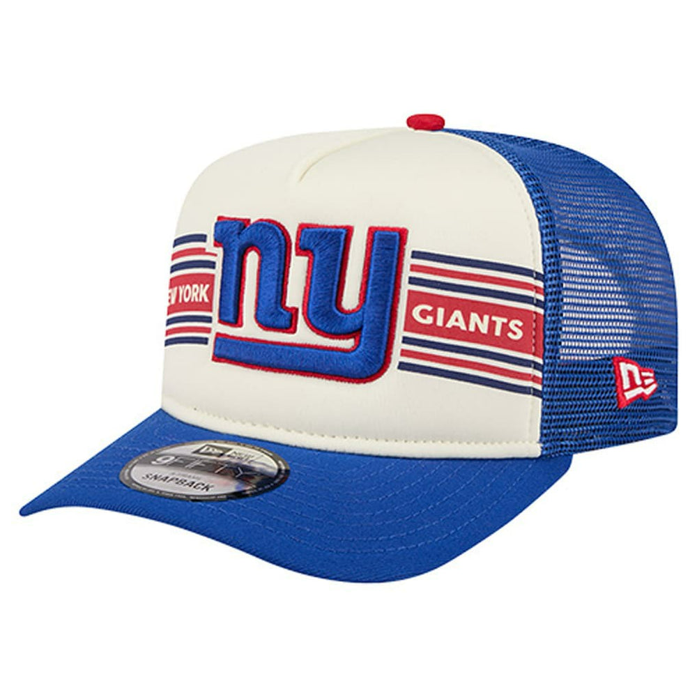 New York Giants New Era Youth Banner 9FIFTY A-Frame Adjustable Trucker Hat Cream/Royal | NFL