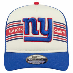 New York Giants New Era Youth Banner 9FIFTY A-Frame Adjustable Trucker Hat Cream/Royal | NFL