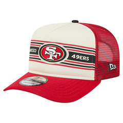 San Francisco 49ers New Era Youth Banner 9FIFTY A-Frame Adjustable Trucker Hat Cream/Scarlet | NFL
