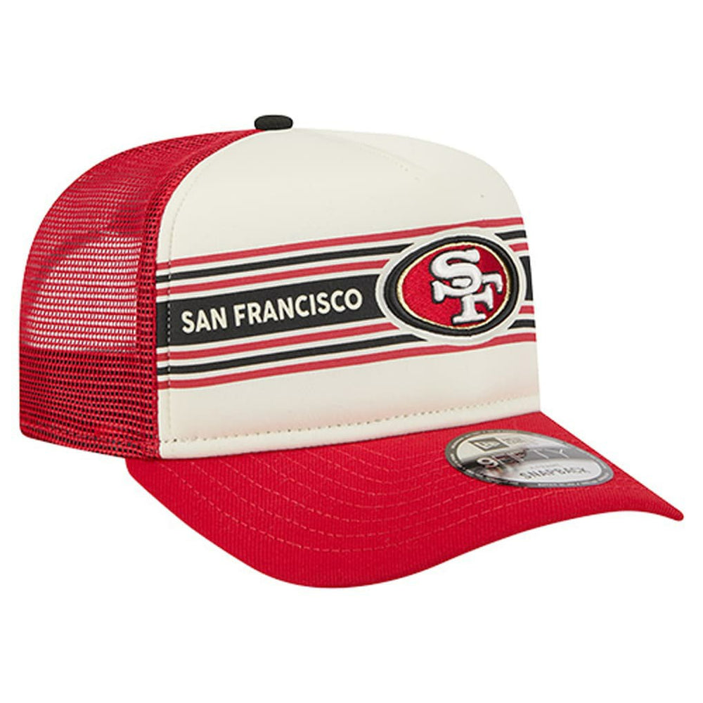 San Francisco 49ers New Era Youth Banner 9FIFTY A-Frame Adjustable Trucker Hat Cream/Scarlet | NFL
