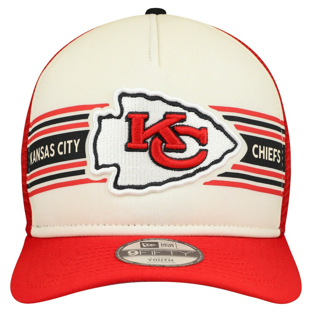 Kansas City Chiefs New Era Youth Banner 9FIFTY A-Frame Adjustable Trucker Hat Cream/Red | NFL