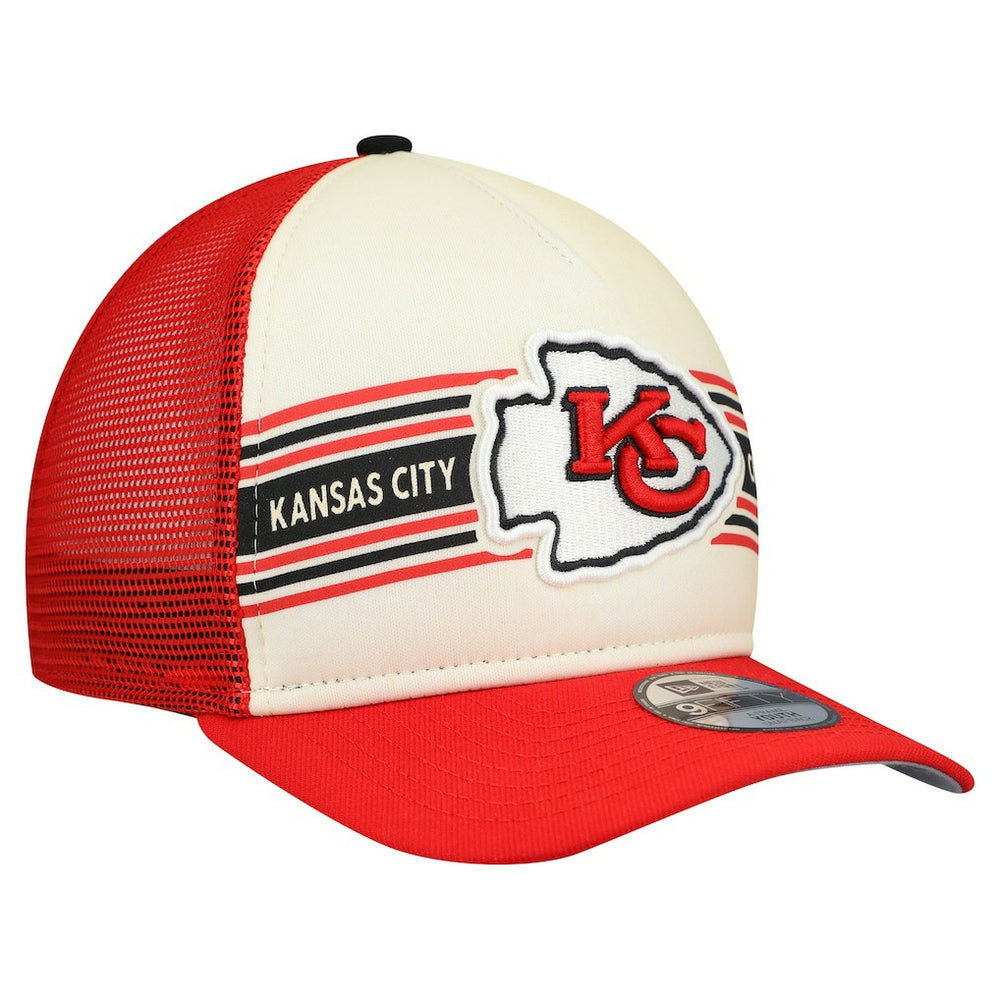 Kansas City Chiefs New Era Youth Banner 9FIFTY A-Frame Adjustable Trucker Hat Cream/Red | NFL