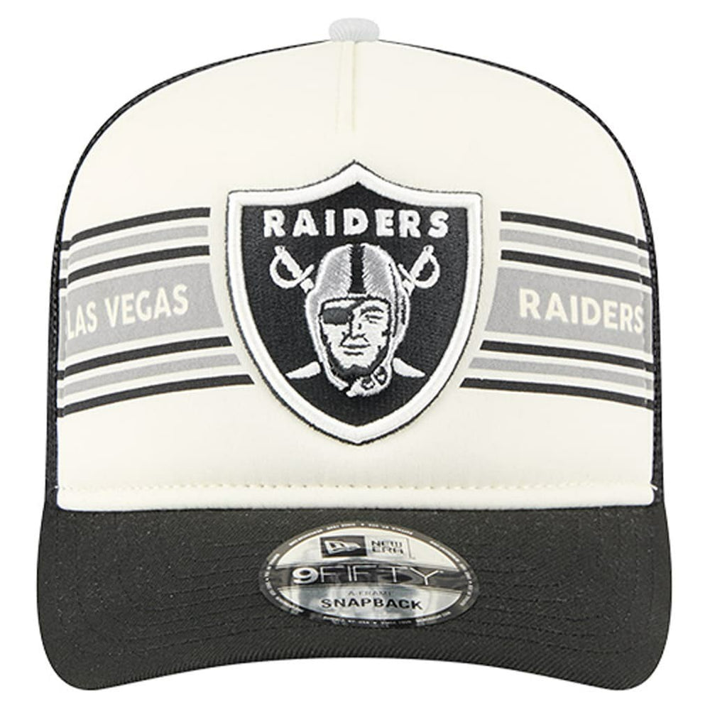 Las Vegas Raiders New Era Youth Banner 9FIFTY A-Frame Adjustable Trucker Hat Cream/Black | NFL