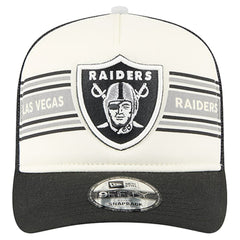 Las Vegas Raiders New Era Youth Banner 9FIFTY A-Frame Adjustable Trucker Hat Cream/Black | NFL
