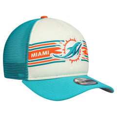 Miami Dolphins New Era Youth Banner 9FIFTY A-Frame Adjustable Trucker Hat Cream/Aqua | NFL